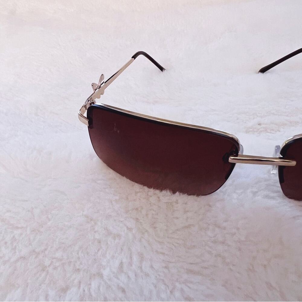 Delia Brown Rimless Butterfly Accent Sunglasses - Picture 4 of 10